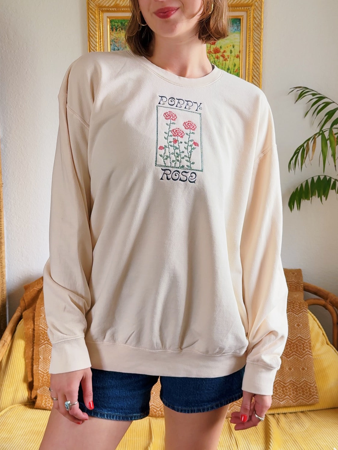 Poppy Rose Cross Stitch Crew (XL)