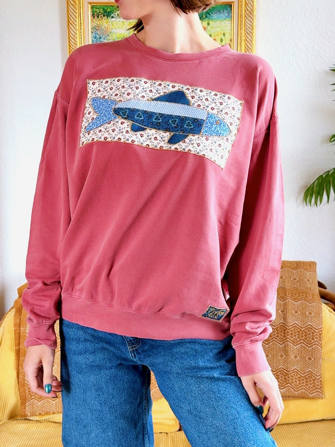 Blue Fish Red Crewneck Sweatshirt (L)