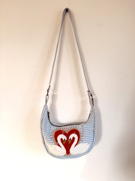 Seersucker Swan Purse