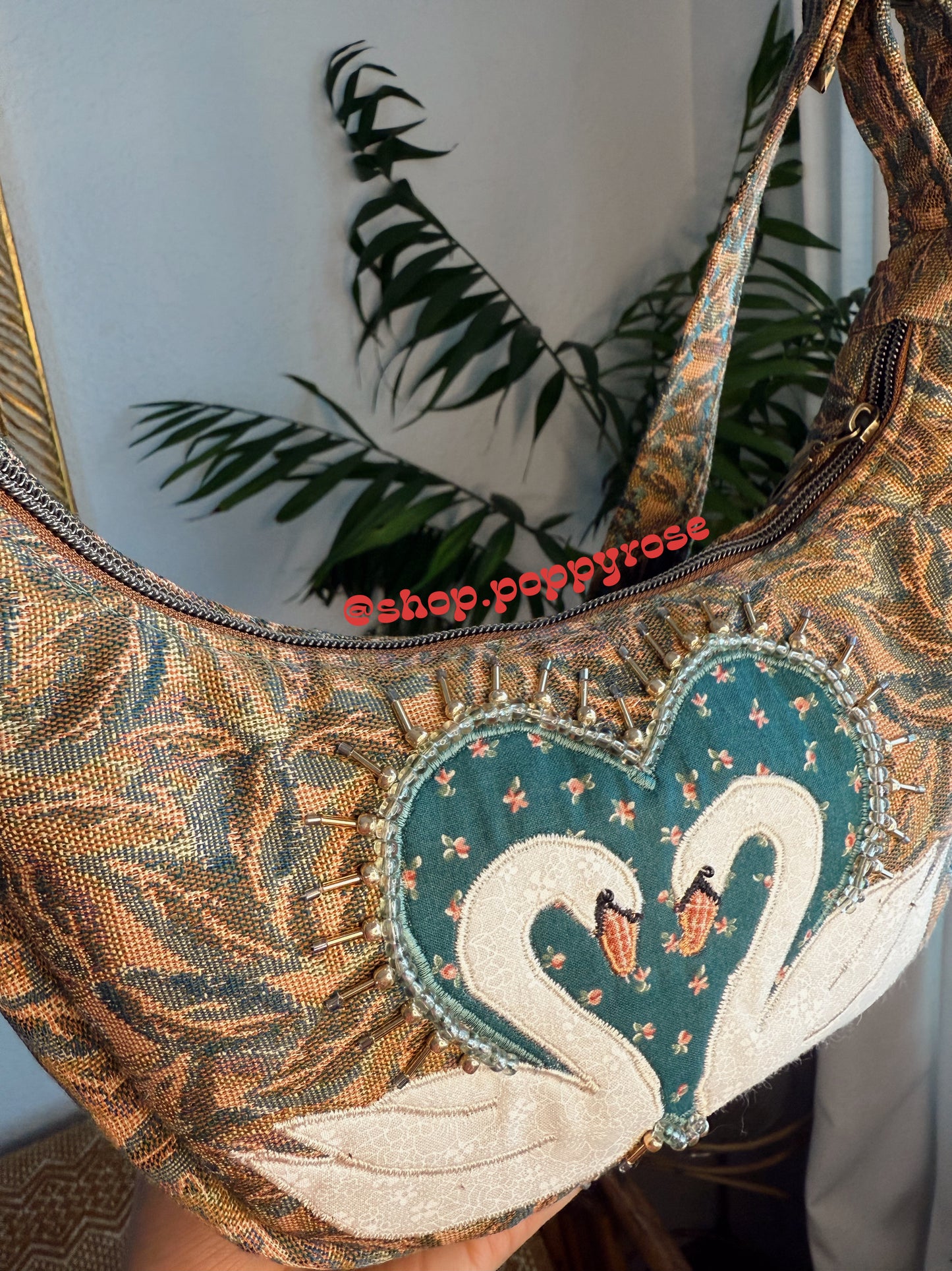 Golden Bronze Swan Purse