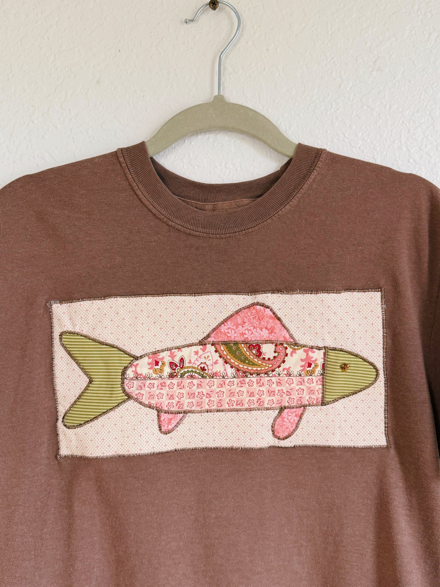 Brown and Pink Fish Tee (M)
