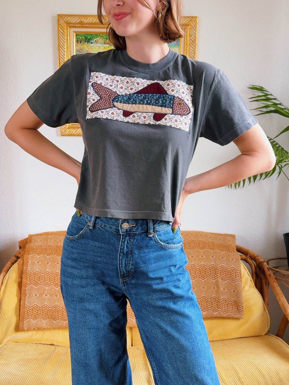 Gray Fish Boxy Tee (M)