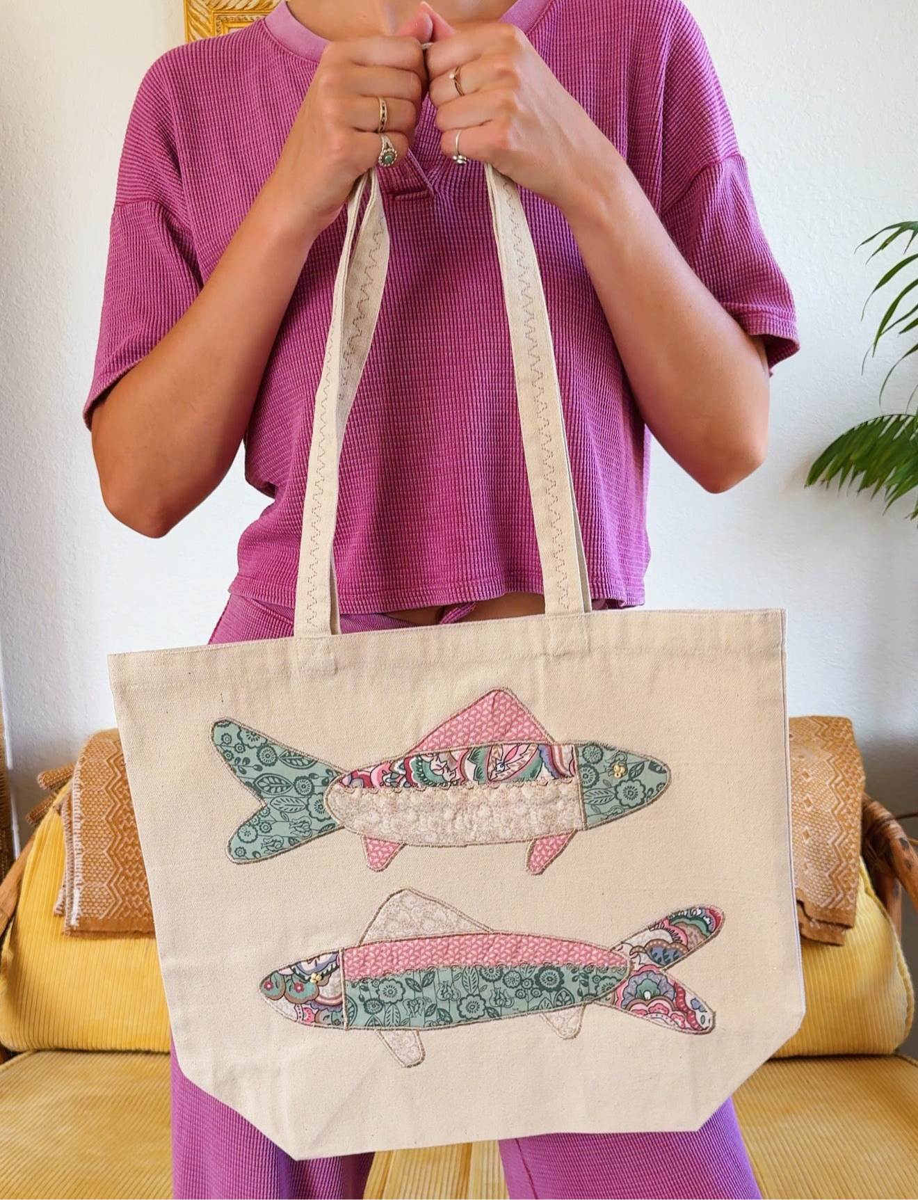 Pink & Mint Fish Tote