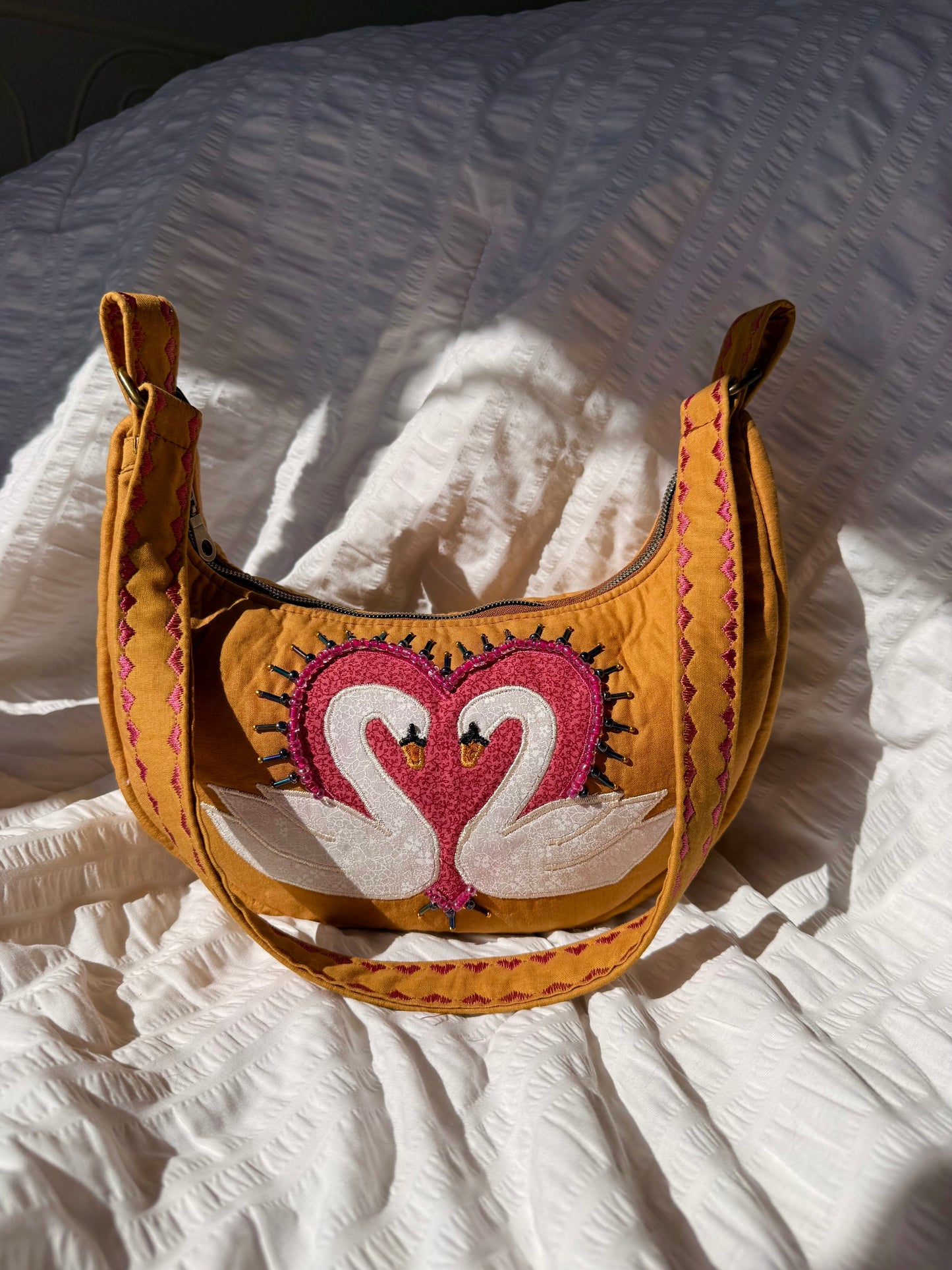 Mustard Swan Shoulder Purse