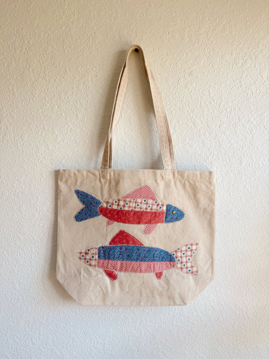 Blue and Pink Fish Tote
