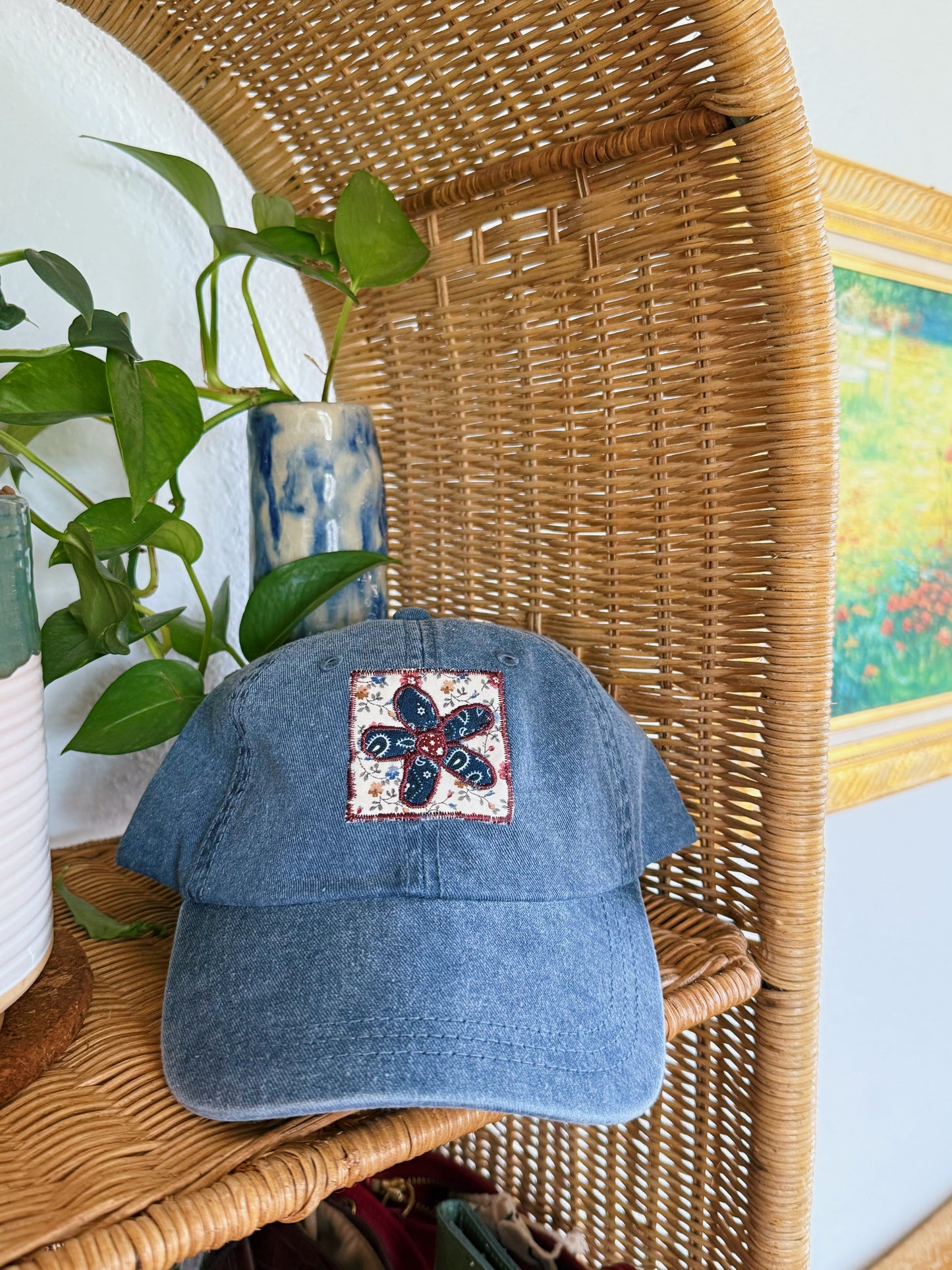 Navy Patchwork Hat