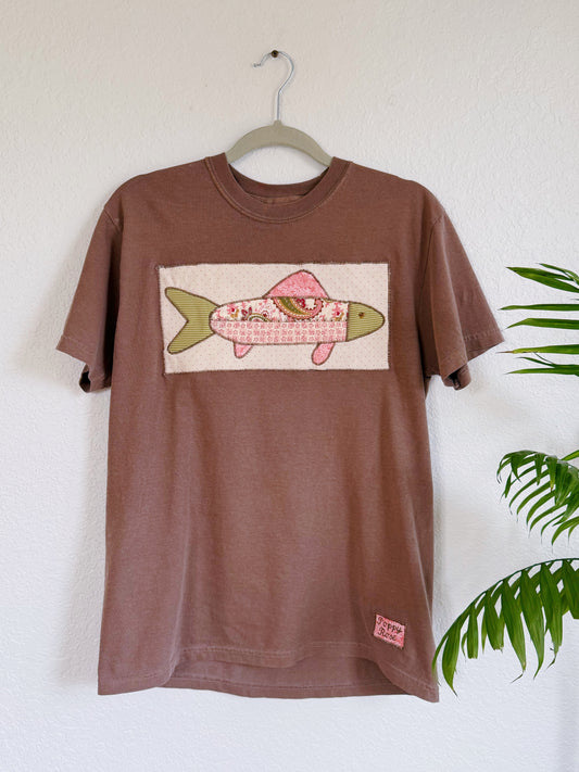 Brown and Pink Fish Tee (M)