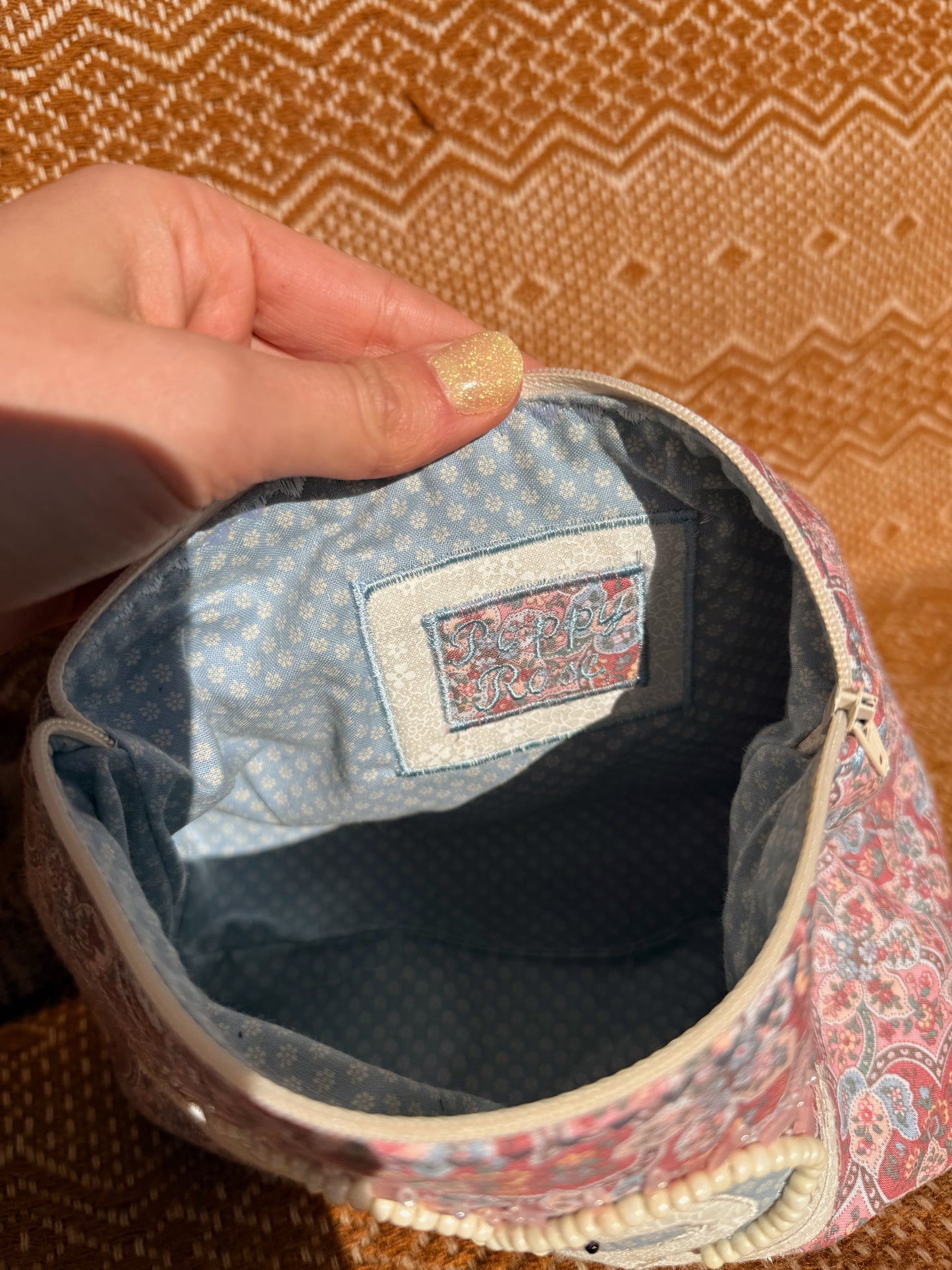 Beaded Swan Makeup Bag