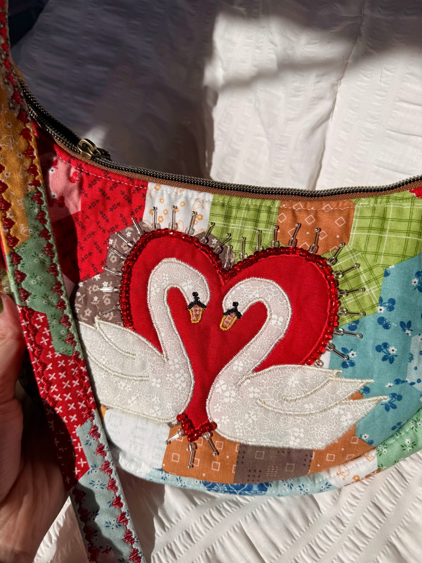 Patchwork Swan Purse